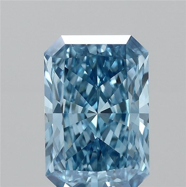 1.11 Carat Radiant Shaped, Ideal Cut, FANCY VIVID BLUE Color, VVS2 Clarity, IGI Certified Lab Grown Diamond