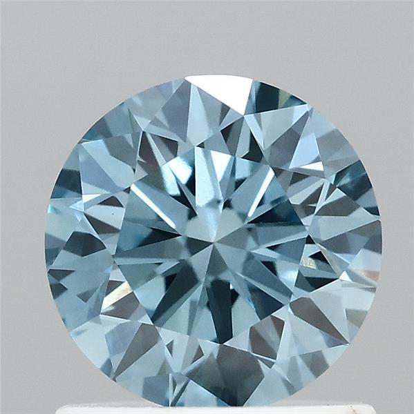 0.95 Carat Round Shaped, Ideal Cut, FANCY VIVID BLUE Color, VVS2 Clarity, IGI Certified Lab Grown Diamond
