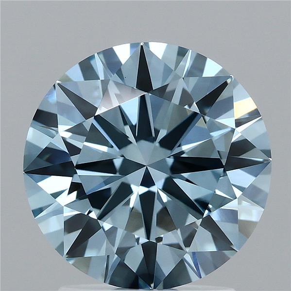 2.06 Carat Round Shaped, Excellent Cut, FANCY VIVID BLUE Color, VVS2 Clarity, IGI Certified Lab Grown Diamond