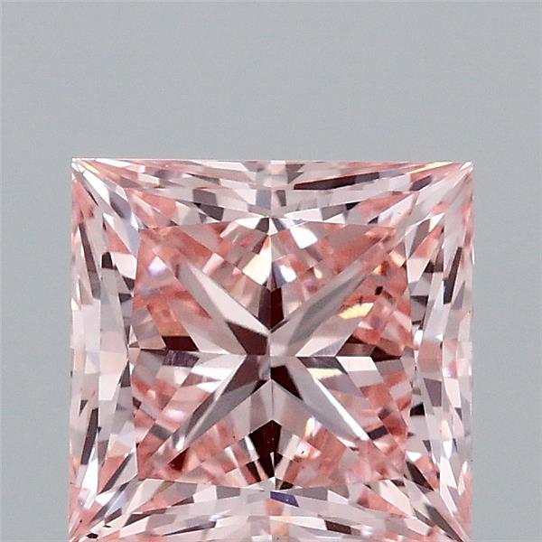 2.04 Carat Princess Shaped, Ideal Cut, FANCY INTENSE PINK Color, VS2 Clarity, IGI Certified Lab Grown Diamond