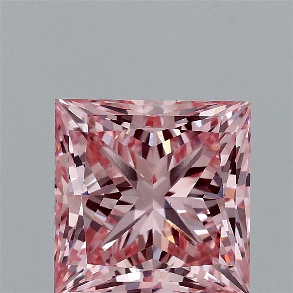 2.07 Carat Princess Shaped, Ideal Cut, FANCY VIVID PINK Color, VS1 Clarity, IGI Certified Lab Grown Diamond