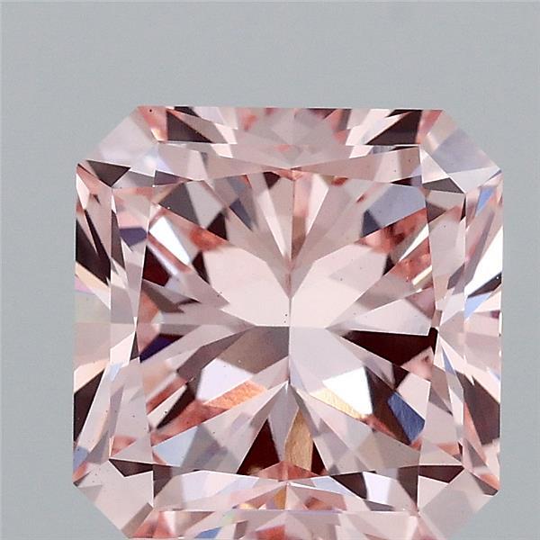 3.00 Carat Radiant Shaped, Excellent Cut, FANCY INTENSE PINK Color, VS1 Clarity, IGI Certified Lab Grown Diamond