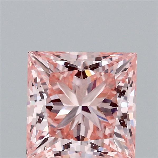 1.76 Carat Princess Shaped, Ideal Cut, FANCY VIVID PINK Color, VS1 Clarity, IGI Certified Lab Grown Diamond