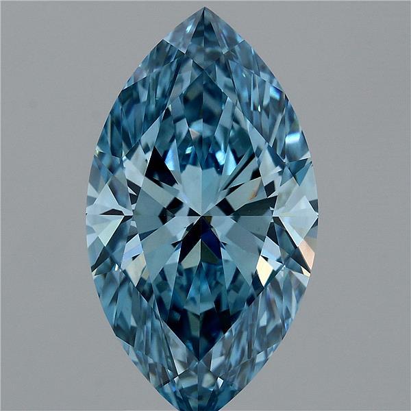 5.10 Carat Marquise Shaped, Ideal Cut, FANCY VIVID BLUE Color, VVS2 Clarity, IGI Certified Lab Grown Diamond