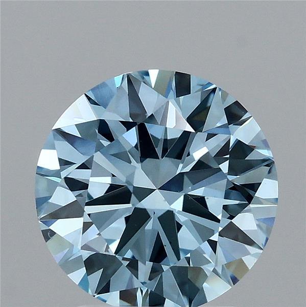 2.50 Carat Round Shaped, Ideal Cut, FANCY VIVID BLUE Color, VS1 Clarity, IGI Certified Lab Grown Diamond