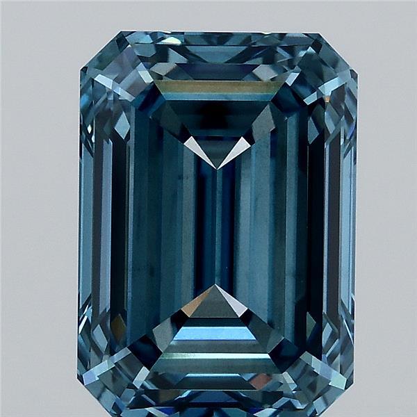 4.03 Carat Emerald Shaped, Ideal Cut, FANCY VIVID BLUE Color, VS2 Clarity, IGI Certified Lab Grown Diamond