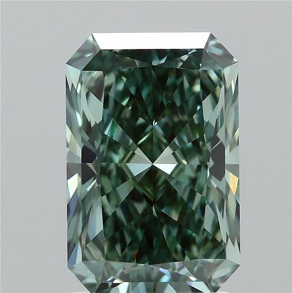 2.07 Carat Radiant Shaped, Ideal Cut, FANCY VIVID GREEN Color, VS1 Clarity, IGI Certified Lab Grown Diamond