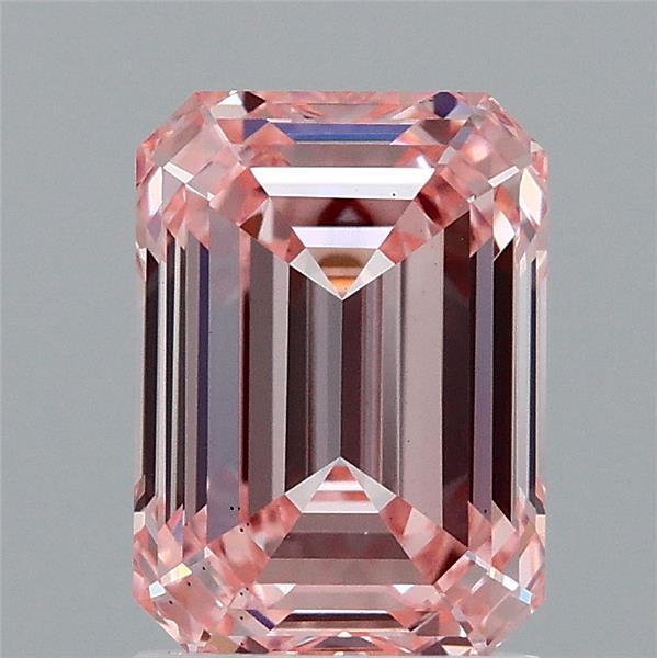 2.02 Carat Emerald Shaped, Ideal Cut, FANCY INTENSE PINK Color, VS1 Clarity, IGI Certified Lab Grown Diamond