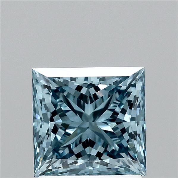 1.56 Carat Princess Shaped, Ideal Cut, FANCY VIVID BLUE Color, VS1 Clarity, IGI Certified Lab Grown Diamond