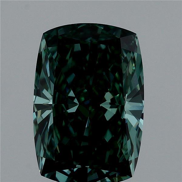3.03 Carat Cushion Shaped, Ideal Cut, FANCY VIVID GREEN Color, VVS2 Clarity, IGI Certified Lab Grown Diamond