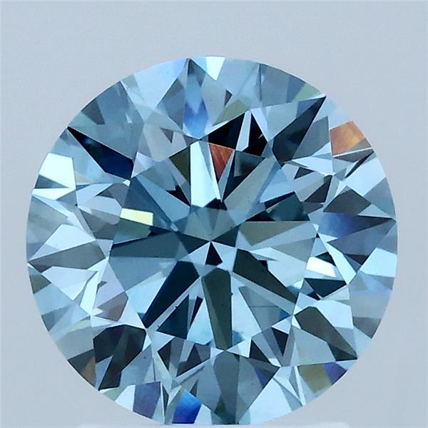 2.03 Carat Round Shaped, Ideal Cut, FANCY VIVID BLUE Color, VS1 Clarity, IGI Certified Lab Grown Diamond