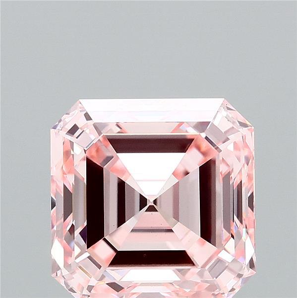 3.24 Carat Asscher Shaped, Ideal Cut, FANCY INTENSE PINK Color, VS1 Clarity, IGI Certified Lab Grown Diamond