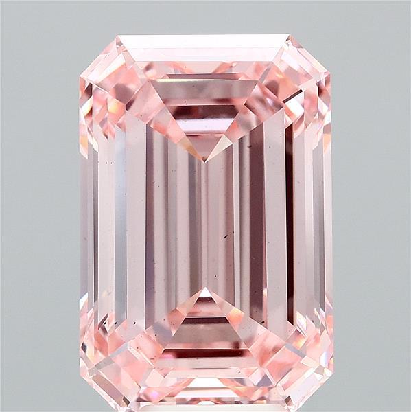 8.13 Carat Emerald Shaped, Ideal Cut, FANCY INTENSE PINK Color, VS2 Clarity, IGI Certified Lab Grown Diamond