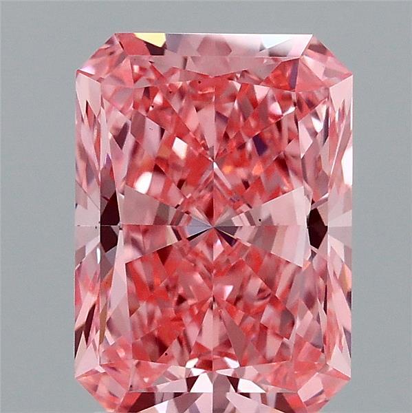 2.19 Carat Radiant Shaped, Ideal Cut, FANCY VIVID PINK Color, VS1 Clarity, IGI Certified Lab Grown Diamond