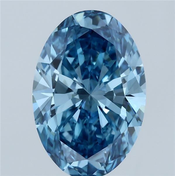3.00 Carat Oval Shaped, Ideal Cut, FANCY VIVID BLUE Color, VVS2 Clarity, IGI Certified Lab Grown Diamond