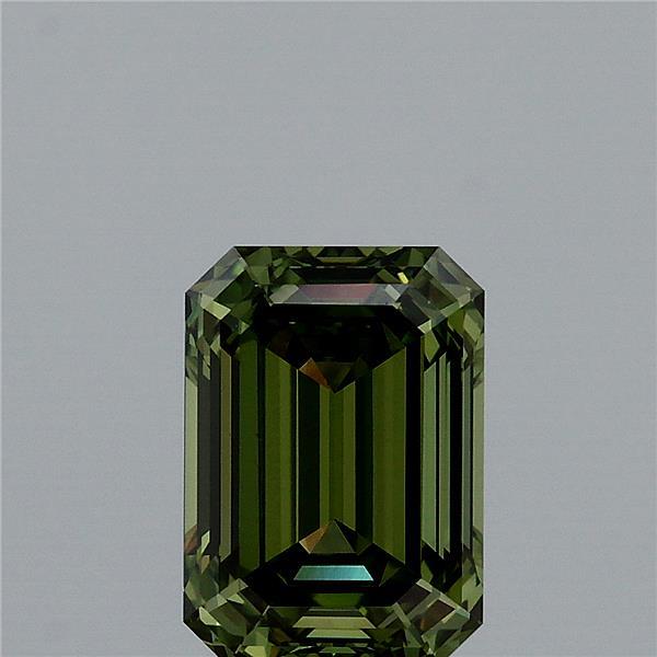 2.08 Carat Emerald Shaped, Ideal Cut, FANCY VIVID GREEN Color, VVS2 Clarity, IGI Certified Lab Grown Diamond