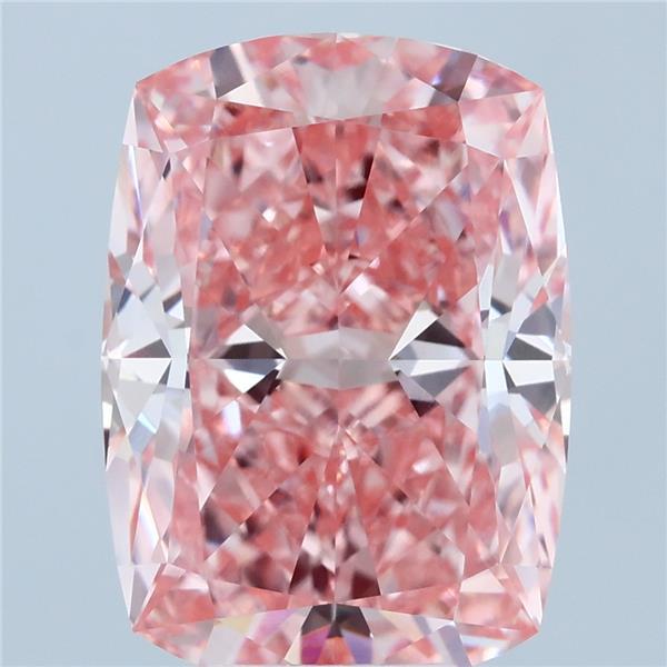 7.08 Carat Cushion Shaped, Ideal Cut, FANCY VIVID PINK Color, VVS2 Clarity, IGI Certified Lab Grown Diamond