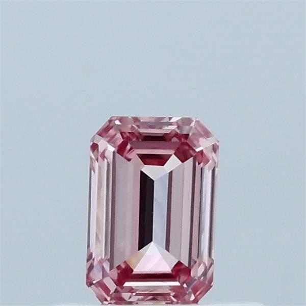 0.46 Carat Emerald Shaped, Ideal Cut, FANCY INTENSE PINK Color, VVS2 Clarity, IGI Certified Lab Grown Diamond