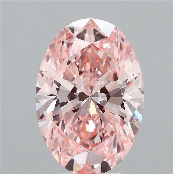 5.09 Carat Oval Shaped, Ideal Cut, FANCY VIVID PINK Color, VVS2 Clarity, IGI Certified Lab Grown Diamond