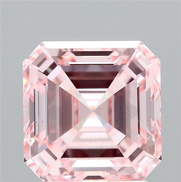 3.06 Carat Asscher Shaped, Ideal Cut, FANCY INTENSE PINK Color, VS2 Clarity, IGI Certified Lab Grown Diamond