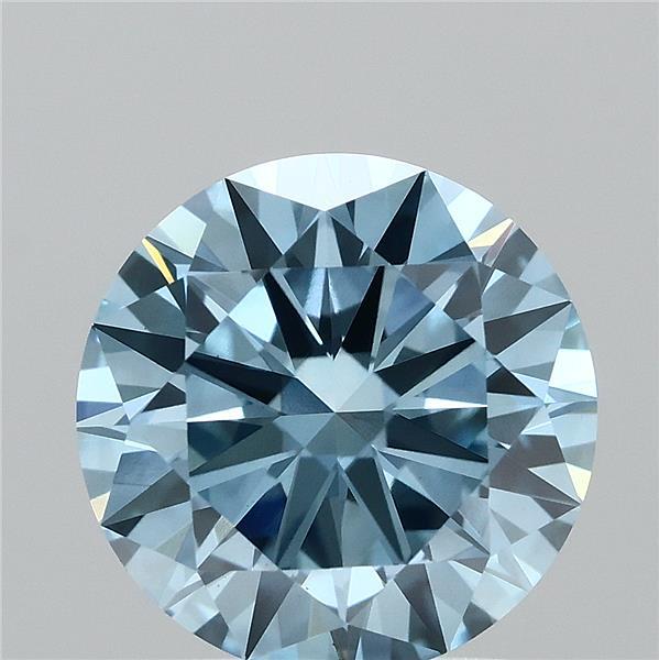 2.00 Carat Round Shaped, Excellent Cut, FANCY VIVID BLUE Color, VS1 Clarity, IGI Certified Lab Grown Diamond