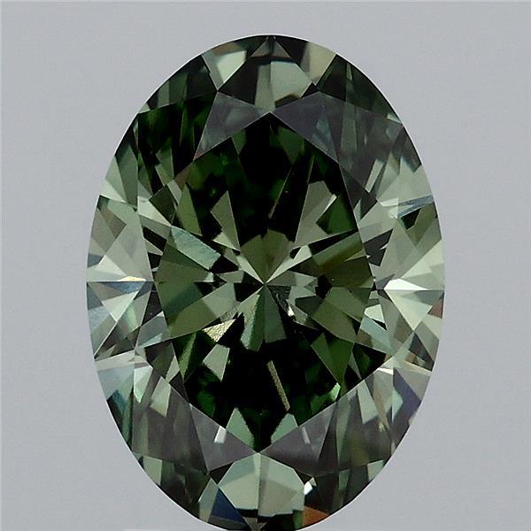 2.50 Carat Oval Shaped, Excellent Cut, FANCY VIVID GREEN Color, VVS2 Clarity, IGI Certified Lab Grown Diamond