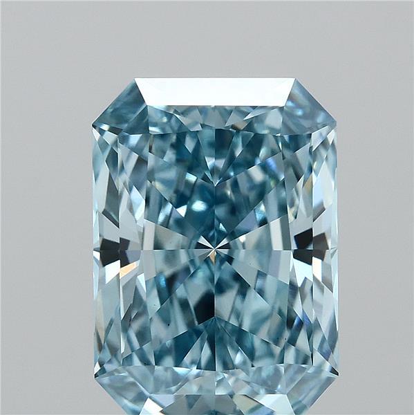 2.39 Carat Radiant Shaped, Excellent Cut, FANCY VIVID BLUE Color, VS1 Clarity, IGI Certified Lab Grown Diamond
