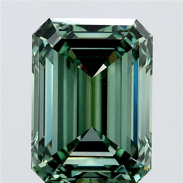 5.34 Carat Emerald Shaped, Ideal Cut, FANCY VIVID GREEN Color, VS1 Clarity, IGI Certified Lab Grown Diamond