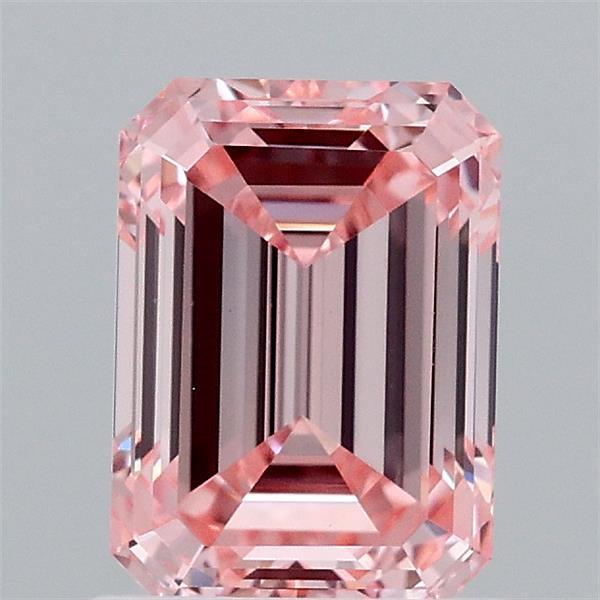1.50 Carat Emerald Shaped, Ideal Cut, FANCY INTENSE PINK Color, VVS2 Clarity, IGI Certified Lab Grown Diamond