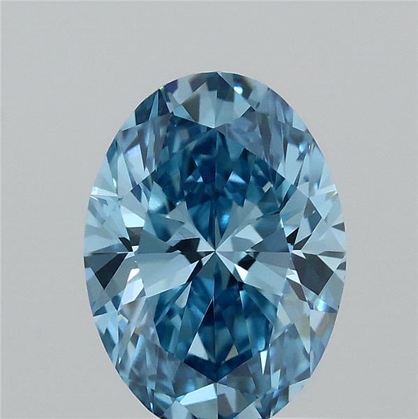 1.00 Carat Oval Shaped, Ideal Cut, FANCY VIVID BLUE Color, VVS2 Clarity, IGI Certified Lab Grown Diamond