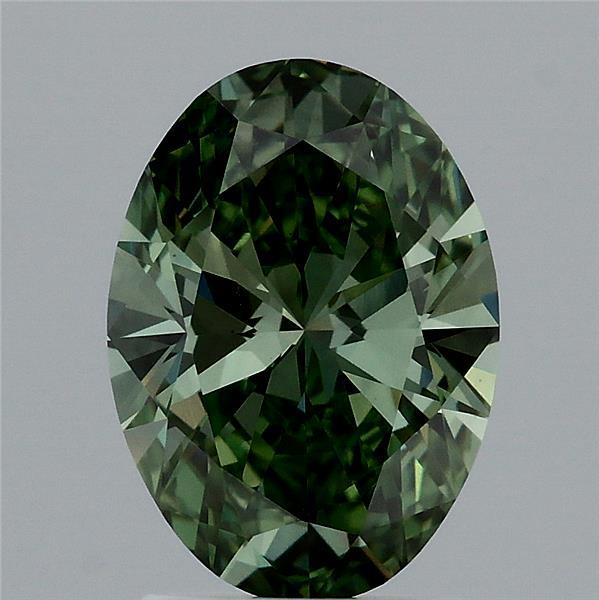2.01 Carat Oval Shaped, Ideal Cut, FANCY VIVID GREEN Color, VS1 Clarity, IGI Certified Lab Grown Diamond