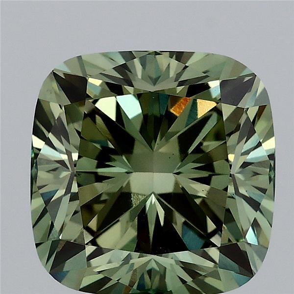 3.68 Carat Cushion Shaped, Ideal Cut, FANCY VIVID GREEN Color, VS1 Clarity, IGI Certified Lab Grown Diamond
