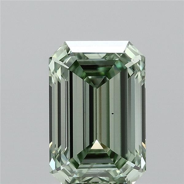 1.06 Carat Emerald Shaped, Ideal Cut, FANCY VIVID GREEN Color, VS1 Clarity, IGI Certified Lab Grown Diamond