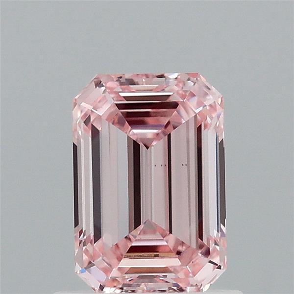 0.97 Carat Emerald Shaped, Ideal Cut, FANCY INTENSE PINK Color, VS1 Clarity, IGI Certified Lab Grown Diamond