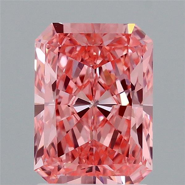 2.03 Carat Radiant Shaped, Ideal Cut, FANCY VIVID PINK Color, VVS2 Clarity, IGI Certified Lab Grown Diamond