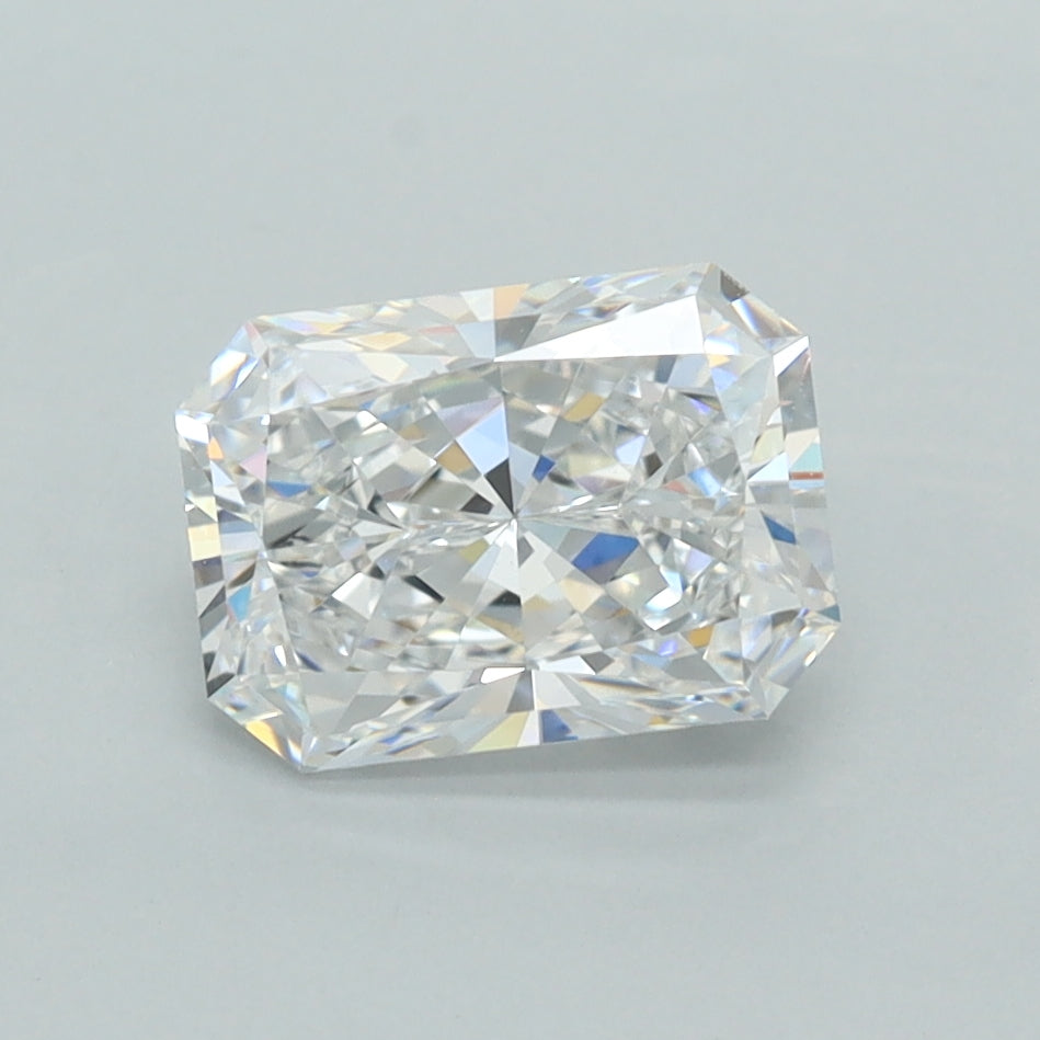 1.59 Carat Radiant Shaped, Excellent Cut, D Color, VVS1 Clarity, IGI Certified Lab Grown Diamond