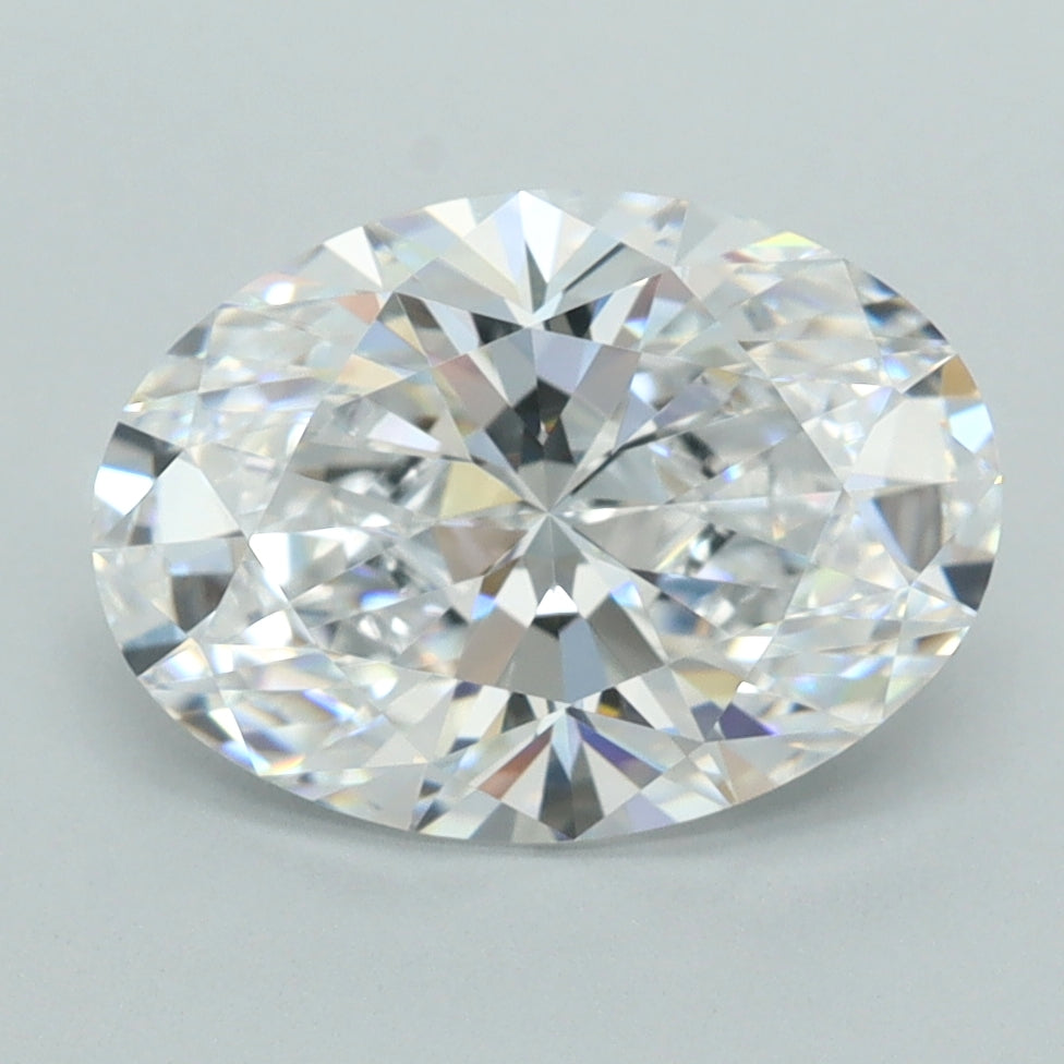 3.02 Carat Oval Shaped, Ideal Cut, D Color, VVS2 Clarity, GCAL Certified Lab Grown Diamond