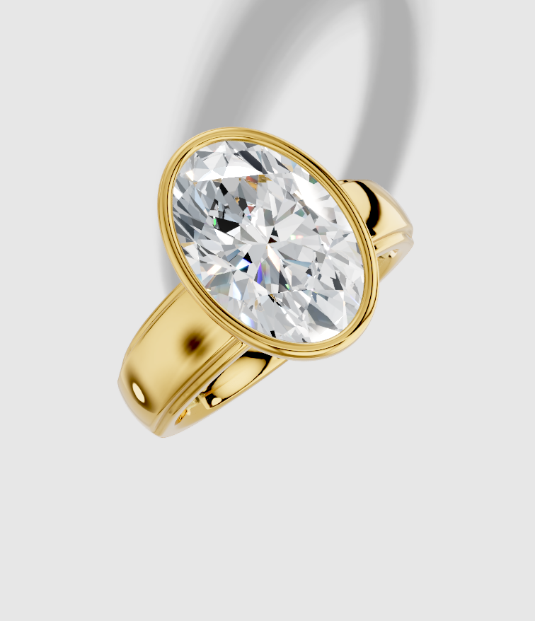4.00 ctw Oval Cut Lab Grown Diamond Standard Wide Bezel Engagement Ring in 14K Gold