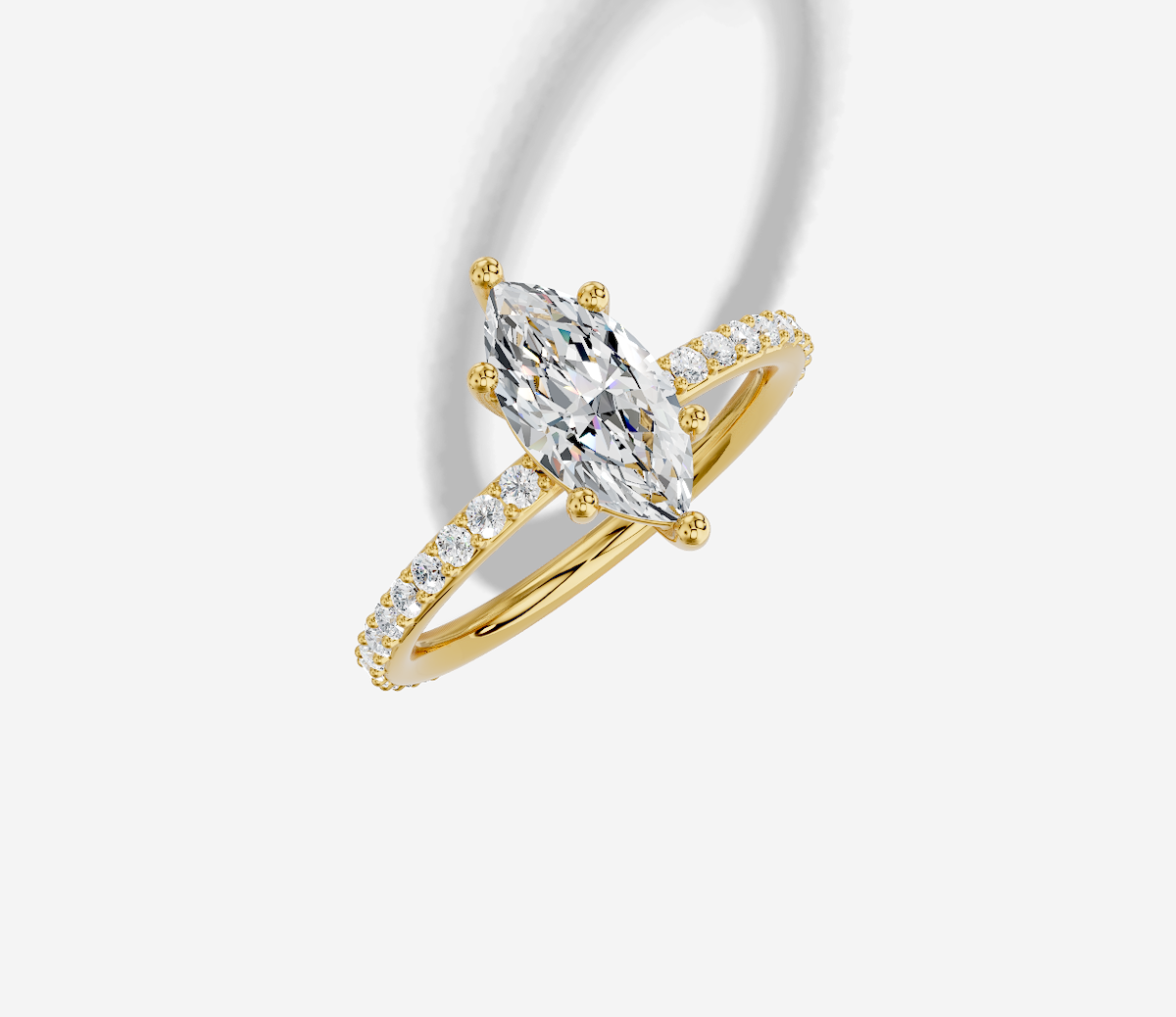 1.32 ctw Marquise Cut Labgrown Diamond Shared Prong Classic 6 Prong Engagement Ring in 14K Gold