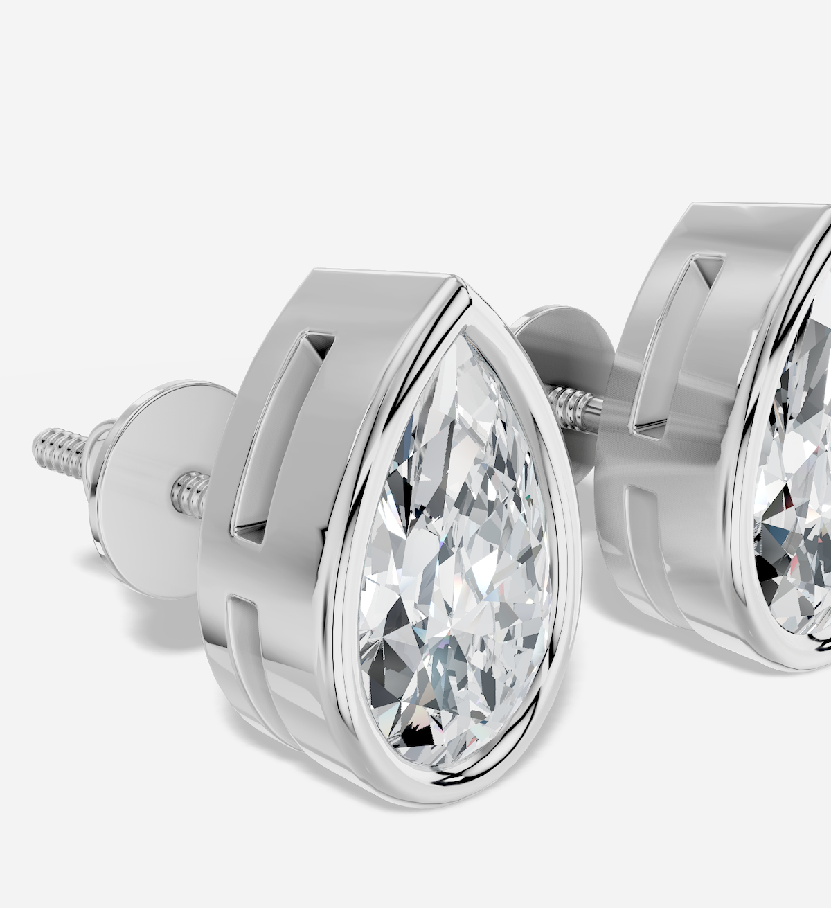 18 1 Carat Pear D/VVS Lab Grown Bezel Studs