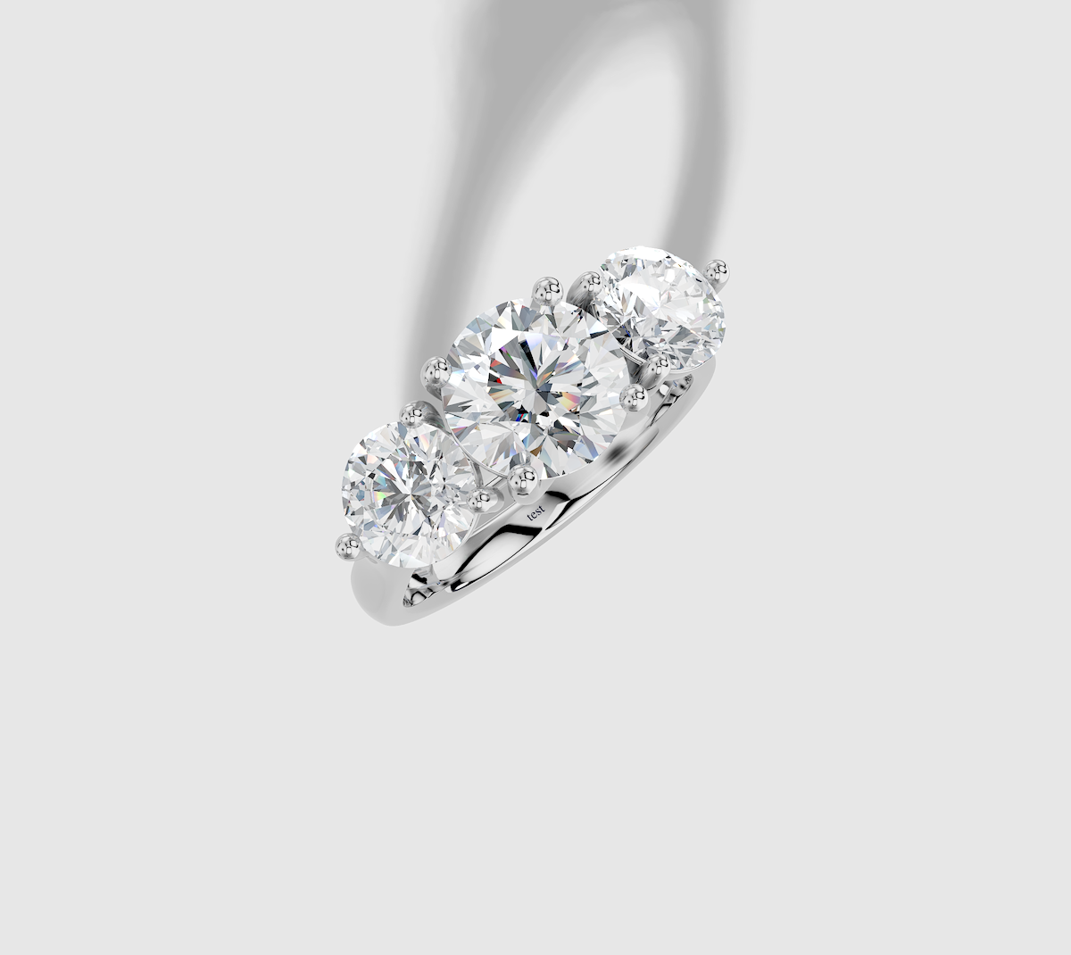 14K gold 1.50 carat Round Diamond 3 Stone  Plain  Three stone