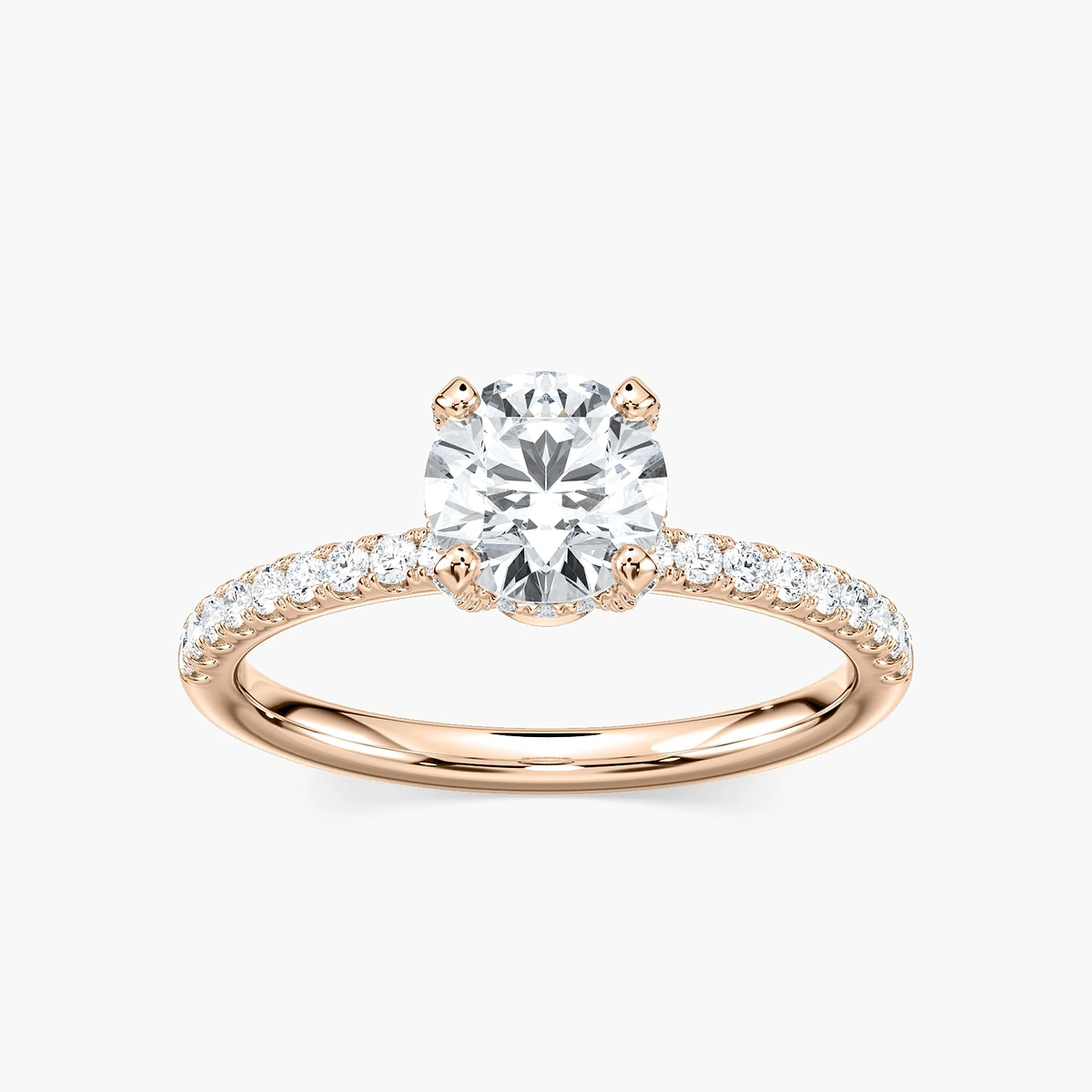 Adelaide Round Lab Grown Diamond Adorned Hidden Halo Engagement Ring