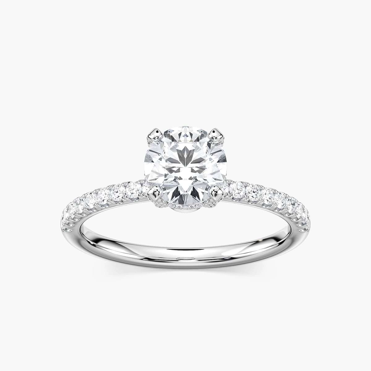 Adelaide Round Lab Grown Diamond Adorned Hidden Halo Engagement Ring
