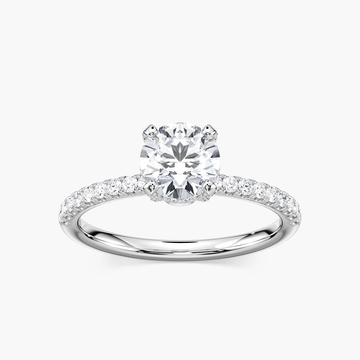 Adelaide Round Lab Grown Diamond Adorned Hidden Halo Engagement Ring