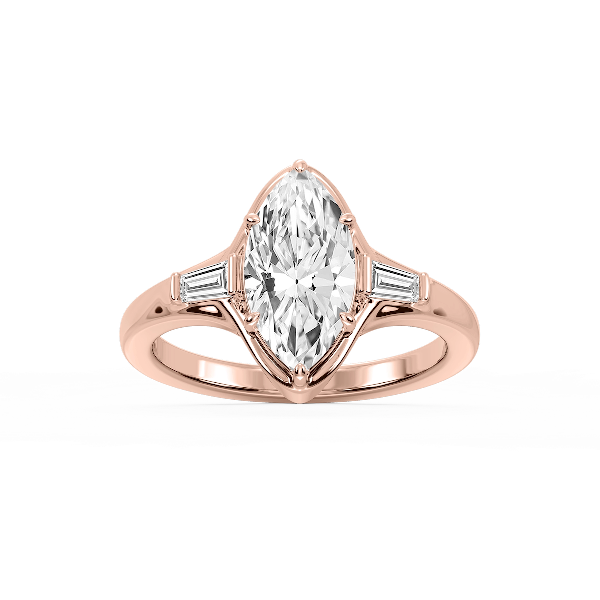Adeline Marquise Lab Grown Diamond Six Prong Three Stone Engagement Ring