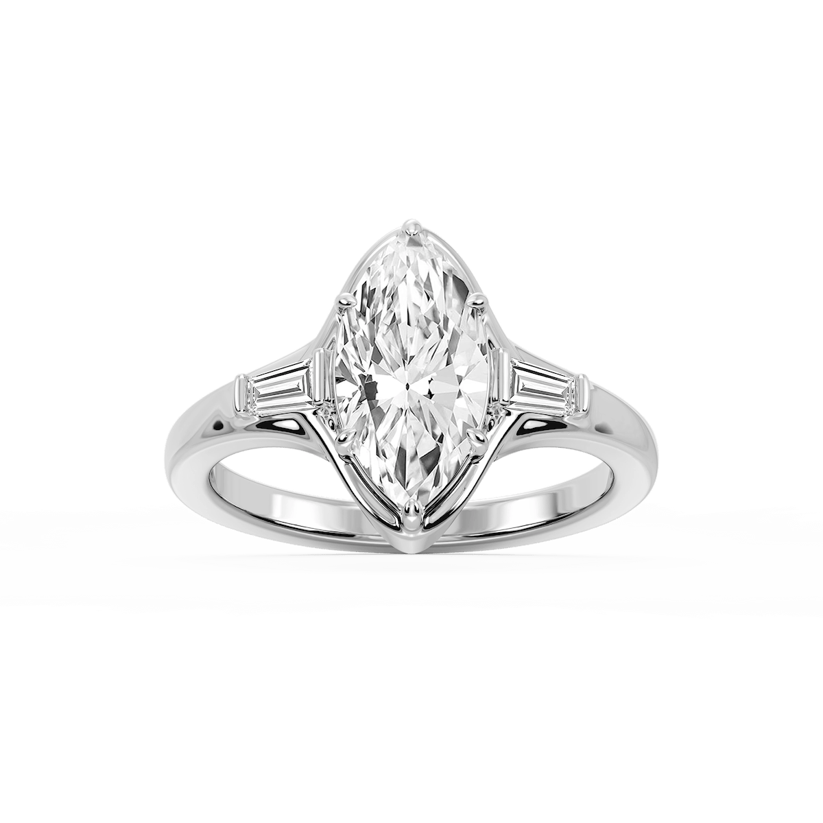 Adeline Marquise Lab Grown Diamond Six Prong Three Stone Engagement Ring