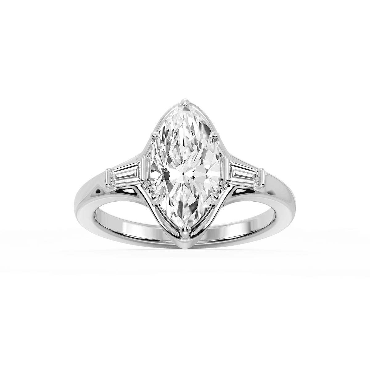 Adeline Marquise Lab Grown Diamond Six Prong Three Stone Engagement Ring