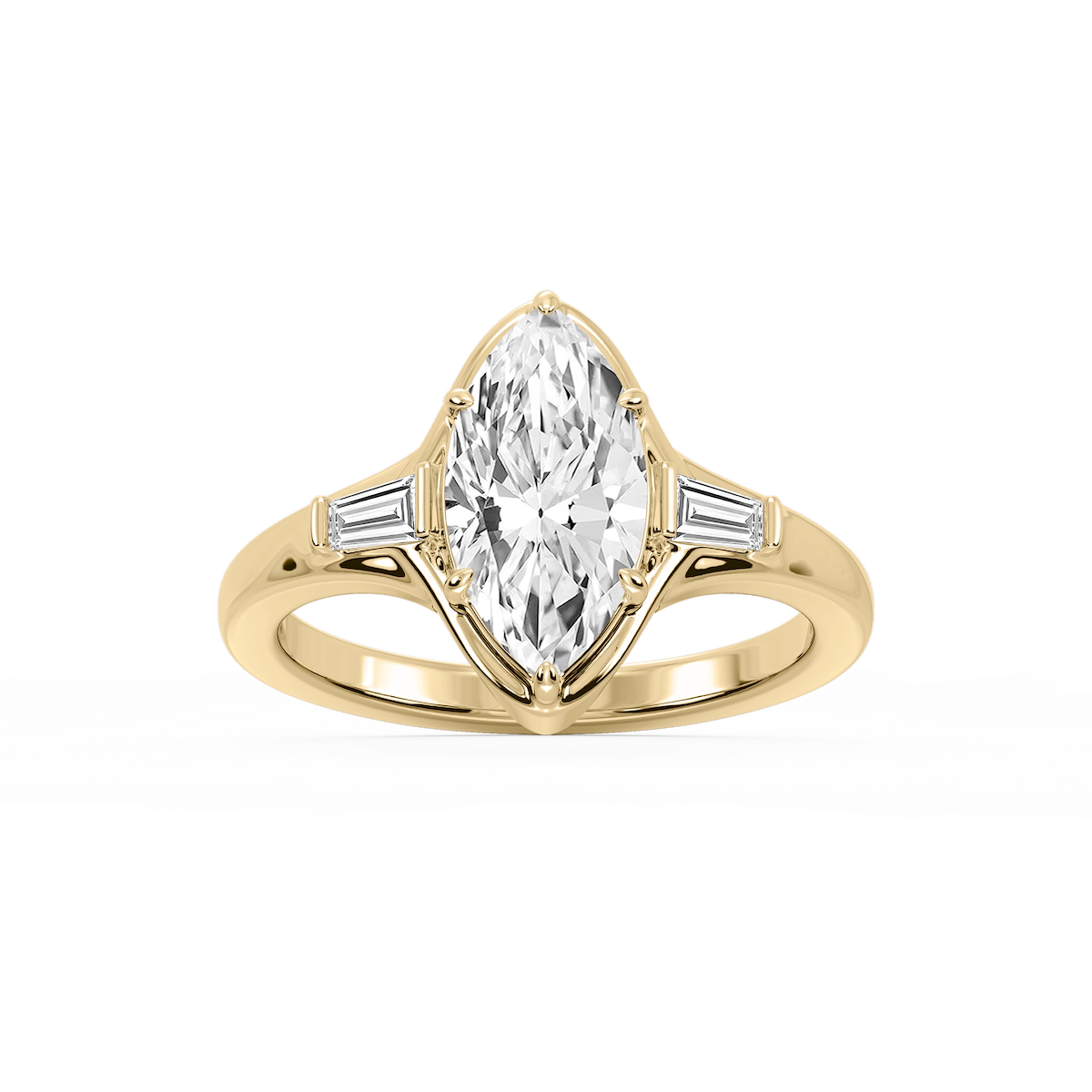 Adeline Marquise Lab Grown Diamond Six Prong Three Stone Engagement Ring