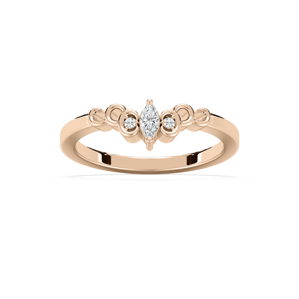 Adelle 1/2 ctw Marquise and Round Lab Grown Diamond Scroll Curved Band