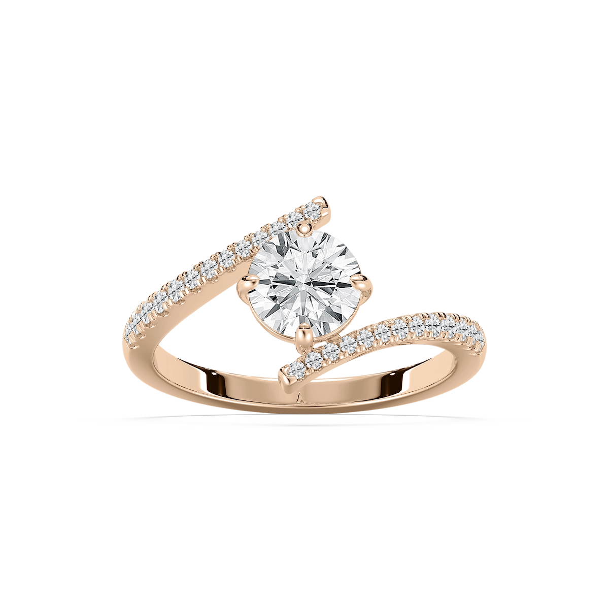 Alira 1 ¹⁄₈ ctw Round Lab Grown Diamond Bypass Side Stone Engagement Ring
